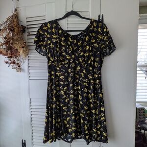 Motel Rocks Black and Yellow Floral Mini Dress
